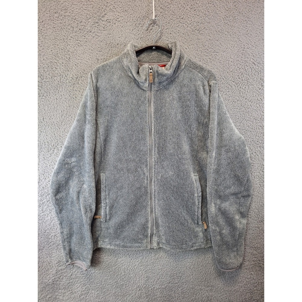 Gerry Fleece Jacket Women XL Gray High Pile Casual Outdoor Mock‎ Neck Full Zip